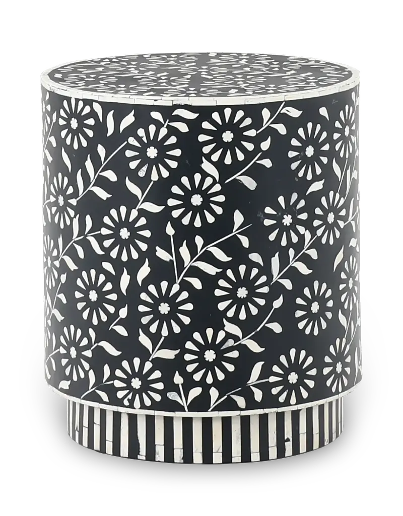 Peralta Blue and White End Table