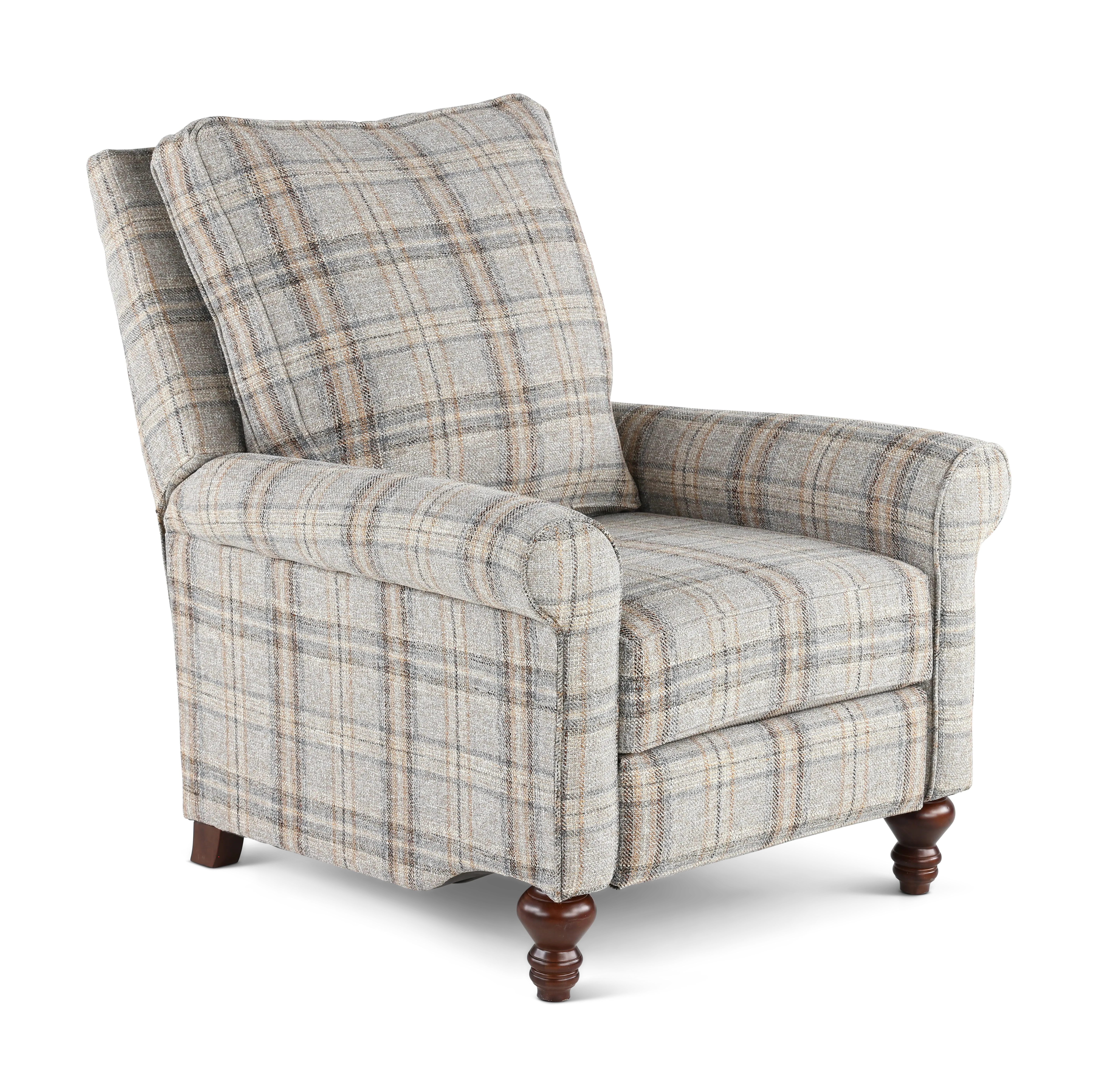 Addie Gray Plaid Pushback Recliner-1