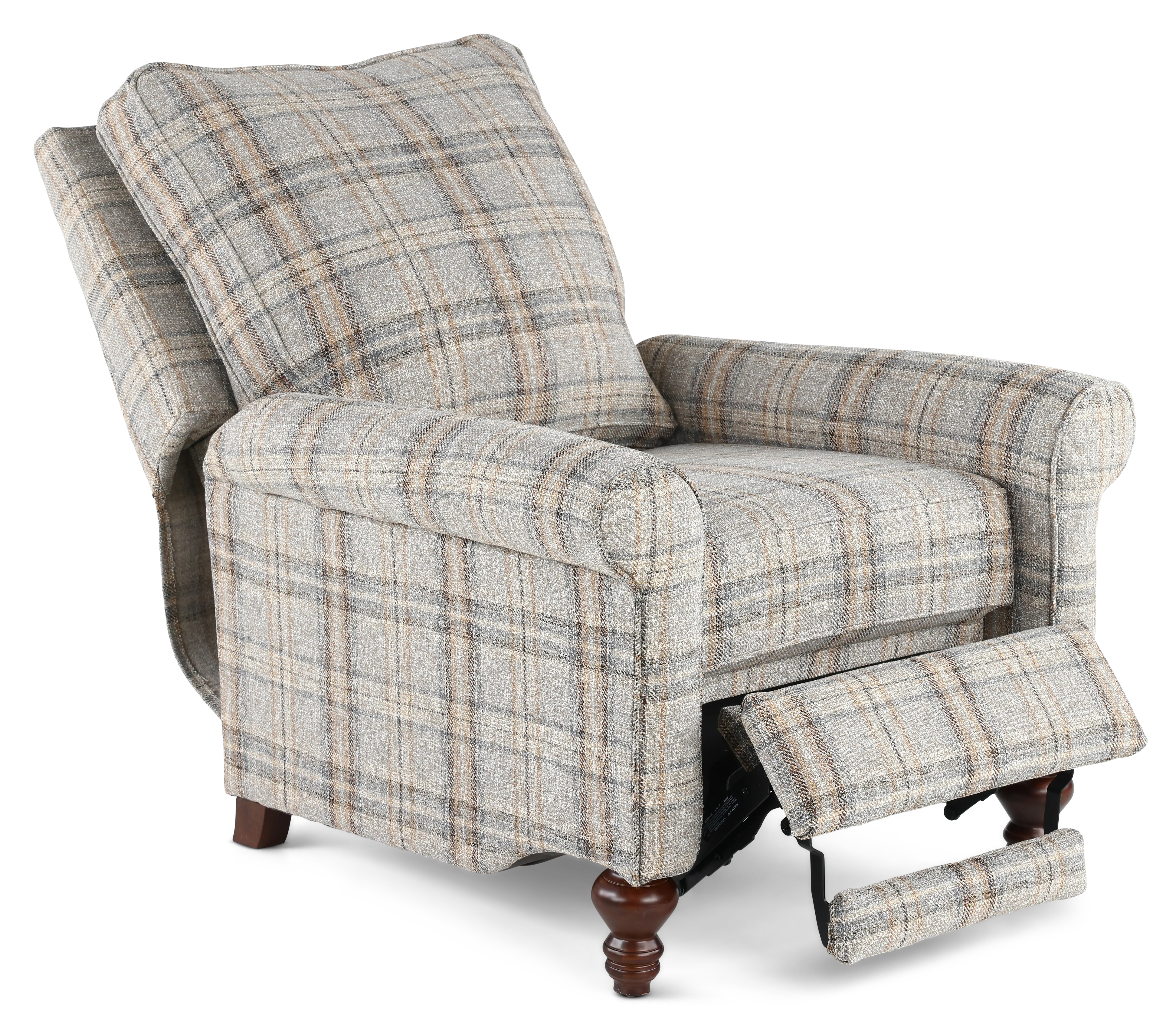 Addie Gray Plaid Pushback Recliner-5
