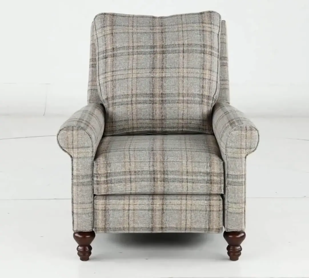 Addie Gray Plaid Pushback Recliner-9