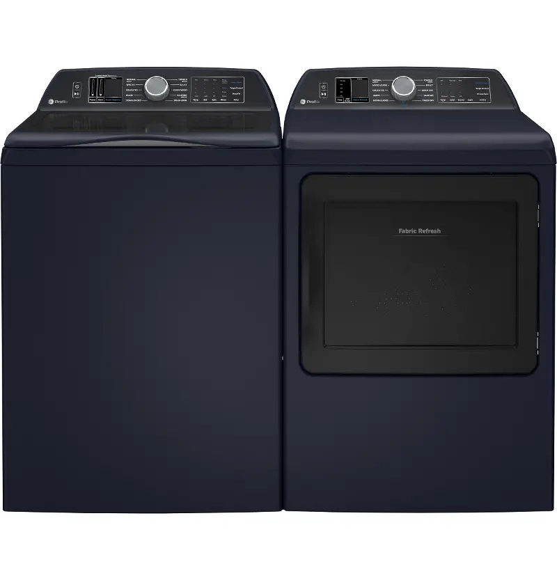 GE Profile 800 Gas Top Load Impeller Washer and Dryer Set - Blue