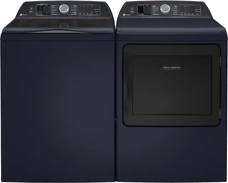 GE Profile 805 Electric Top Load Washer and Dryer Set - Blue