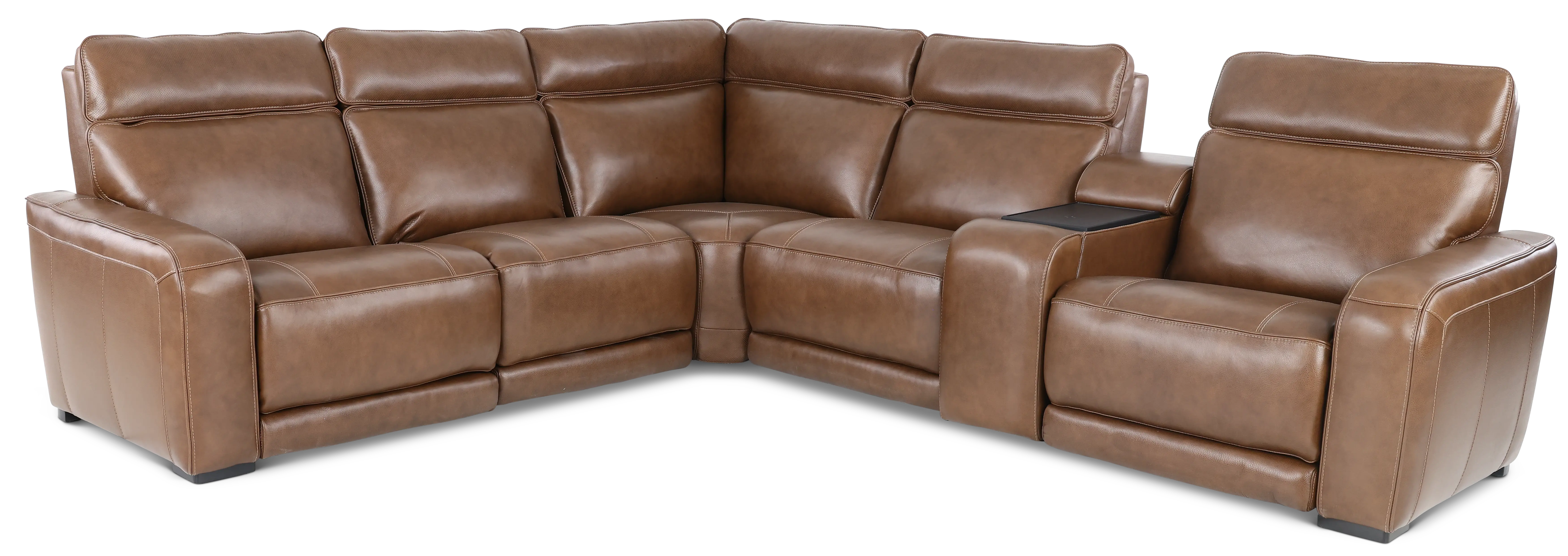 Zeppelin Brown 6-Piece Power Reclining Sectional with Bluetooth Audio System-1
