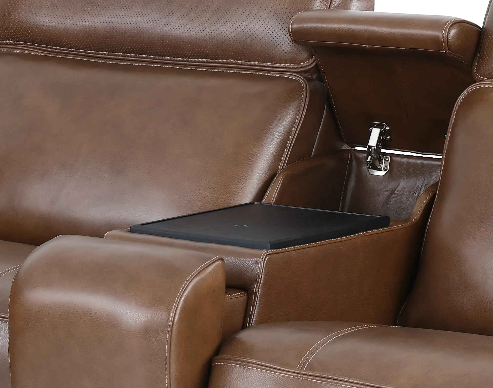 Zeppelin Brown 6-Piece Power Reclining Sectional with Bluetooth Audio System-4