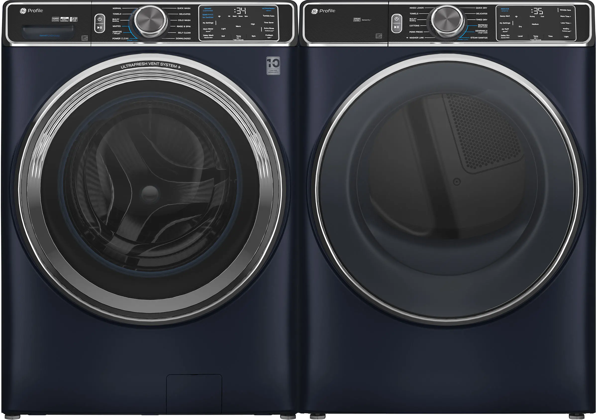 .GE-BLU-870-GAS-PR GE 870 Front Load Gas Washer and Dryer Set - Blue-1