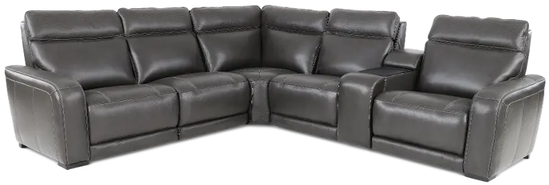 Zeppelin Gray 6-Piece Power Reclining Sectional with Bluetooth Audio System