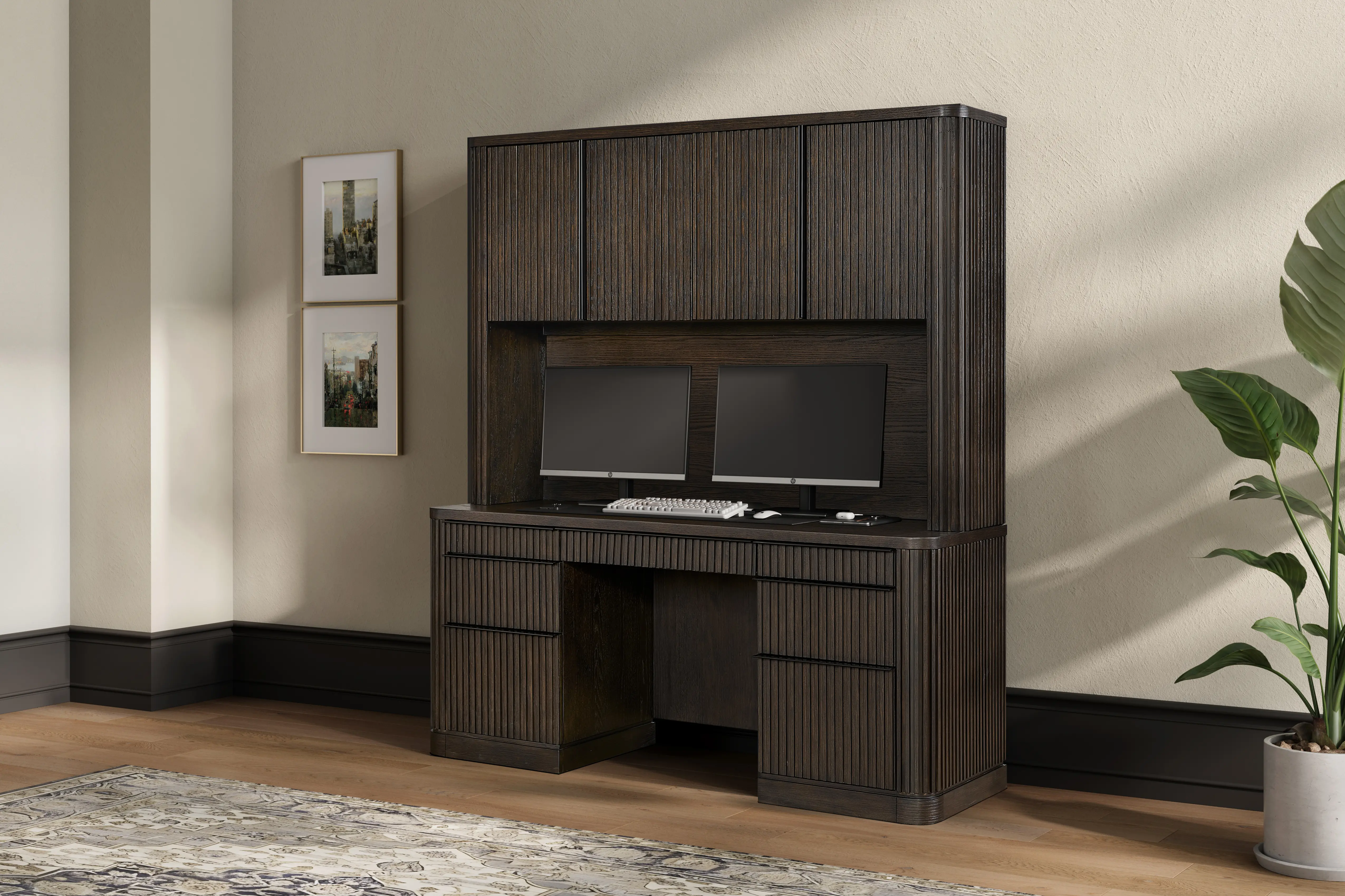 Tulane Brown Credenza and Hutch-2
