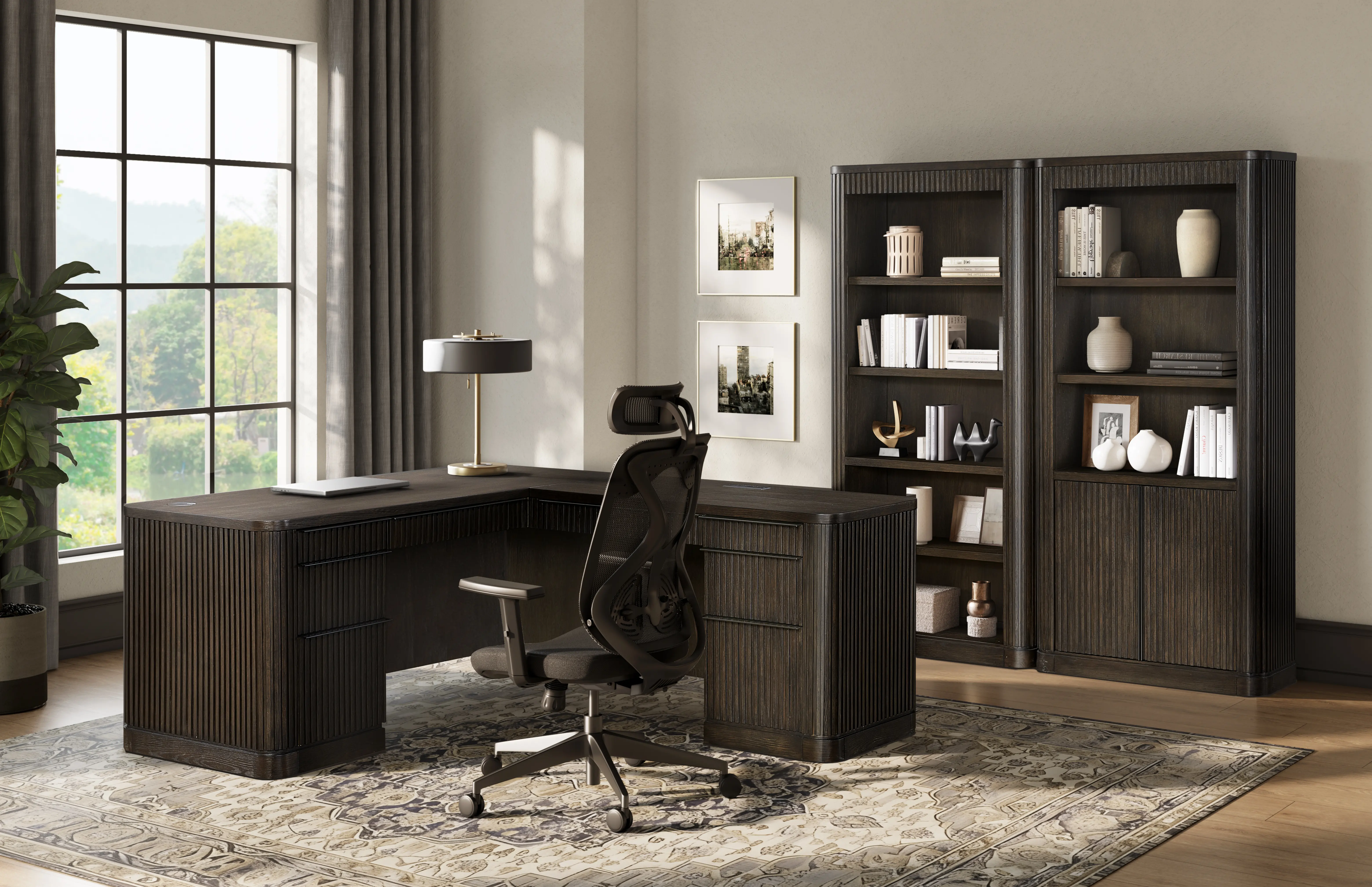 Tulane Brown L-Shaped Desk with Return-2