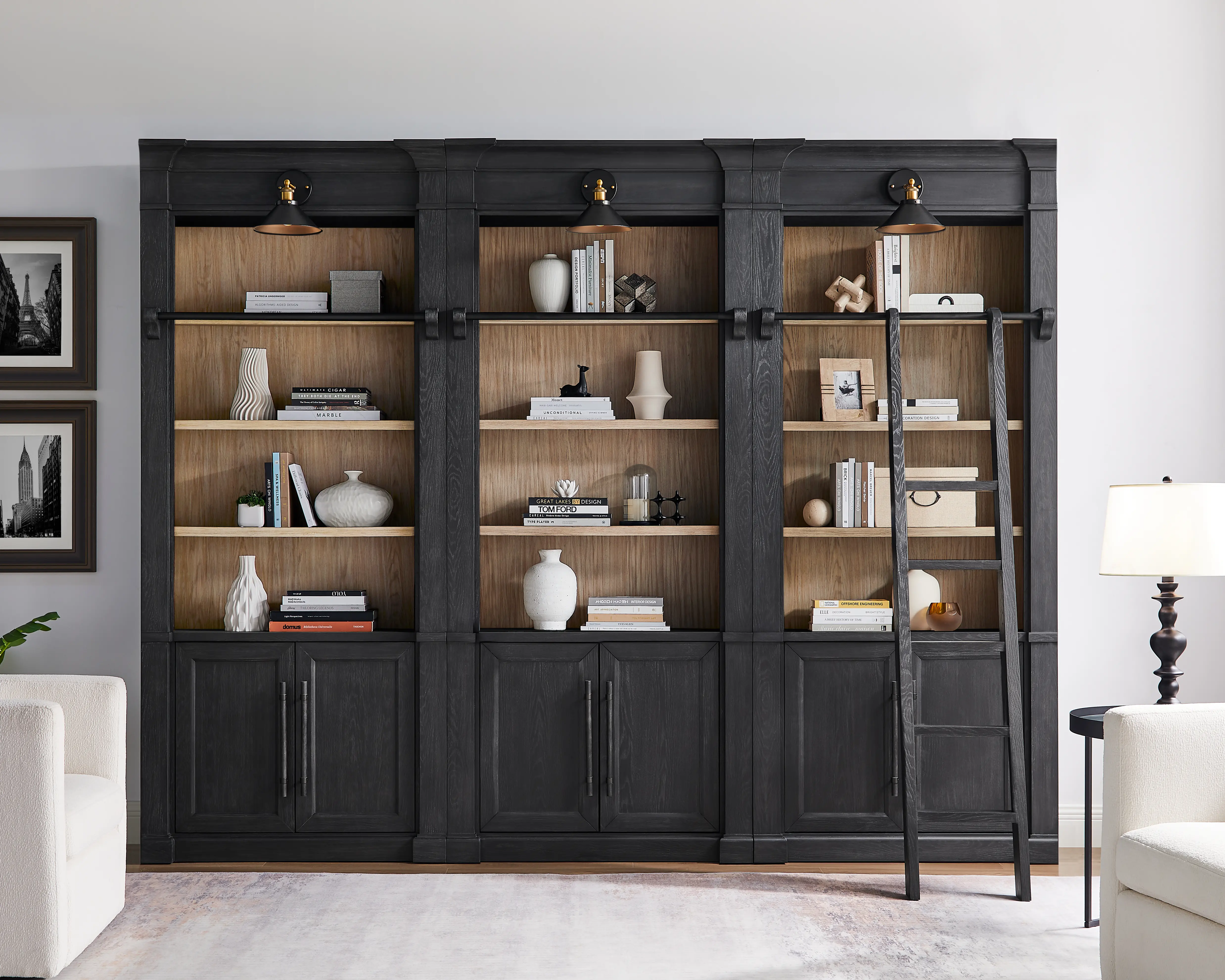 Willow Lane Black and Natural Bookcase-2