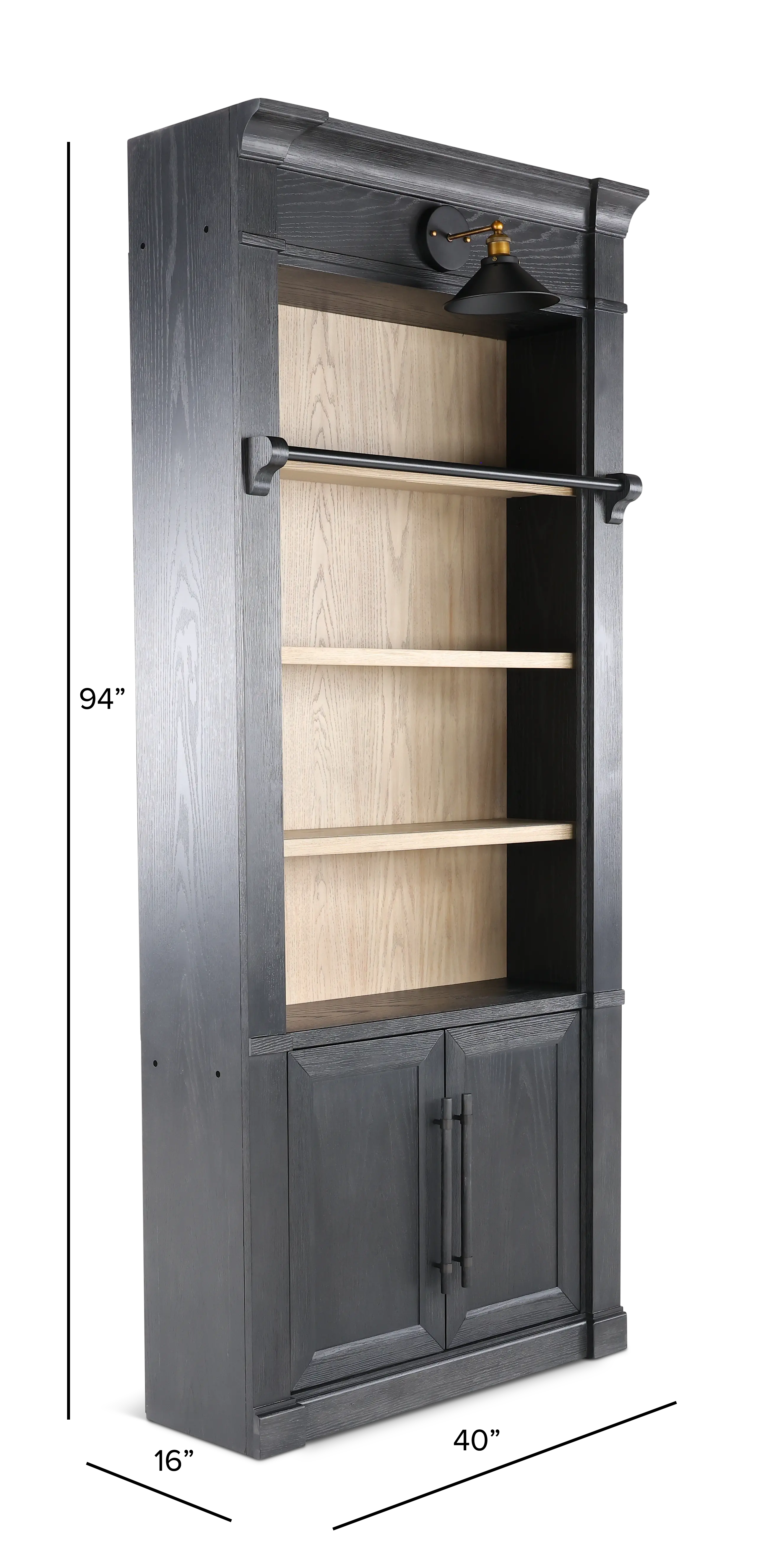 Willow Lane Black and Natural Bookcase-3