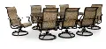 Montreal 9 Piece Black and Tan Swivel Chair Patio Dining Set