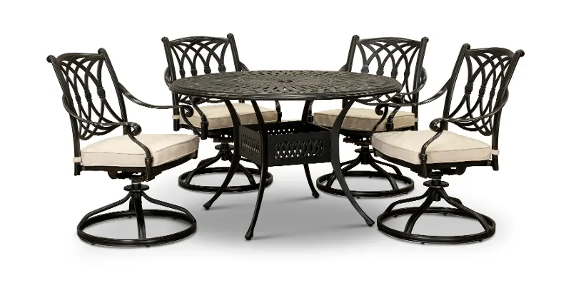 Montreal Brown and Tan 5 Piece Swivel Rocker Patio Set