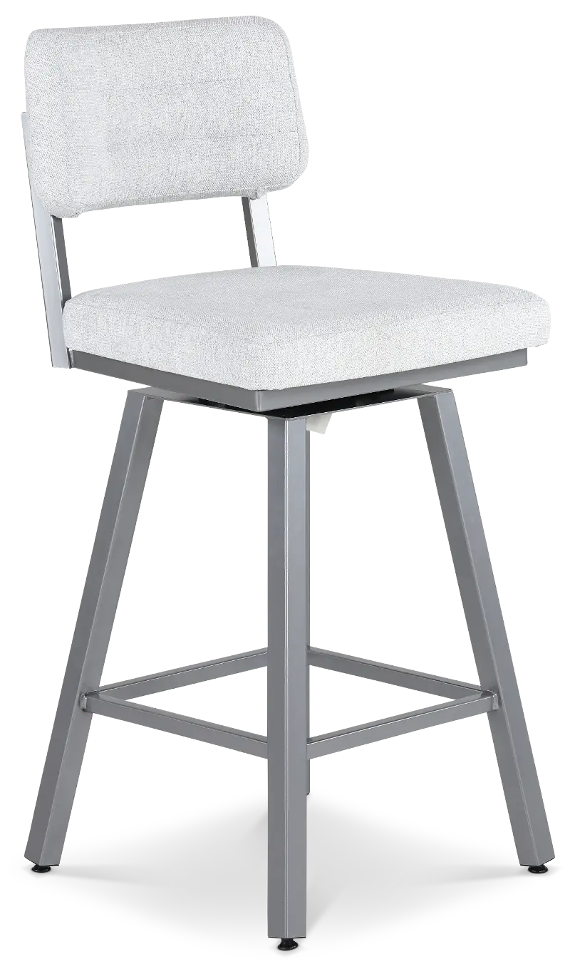 Phoebe Silver and Light Gray Upholstered Counter Height Stool