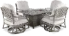Macan 5 Piece Gray and Beige Swivel Glider Patio Set