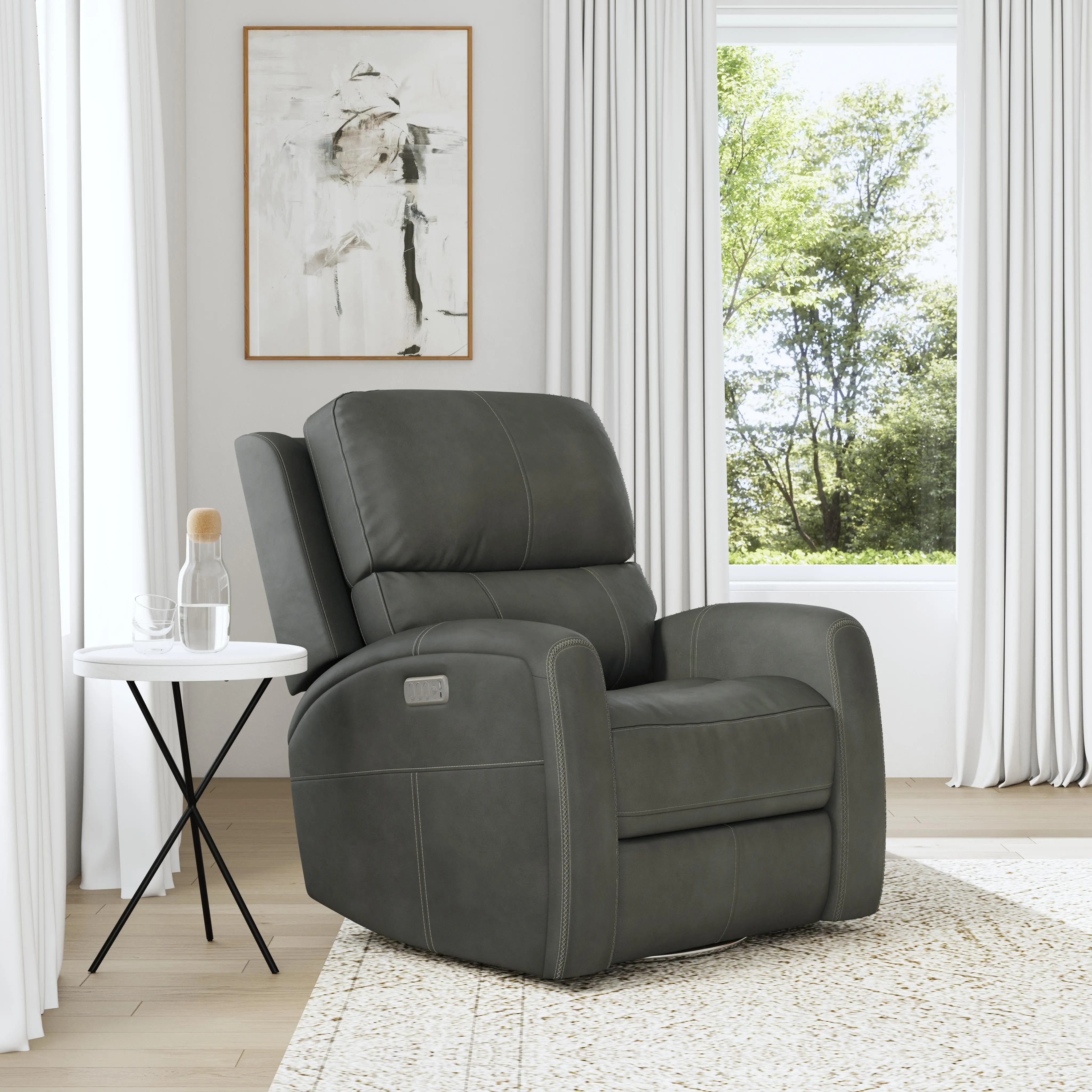 Linden Charcoal Power Recliner with Heat and Massage-2