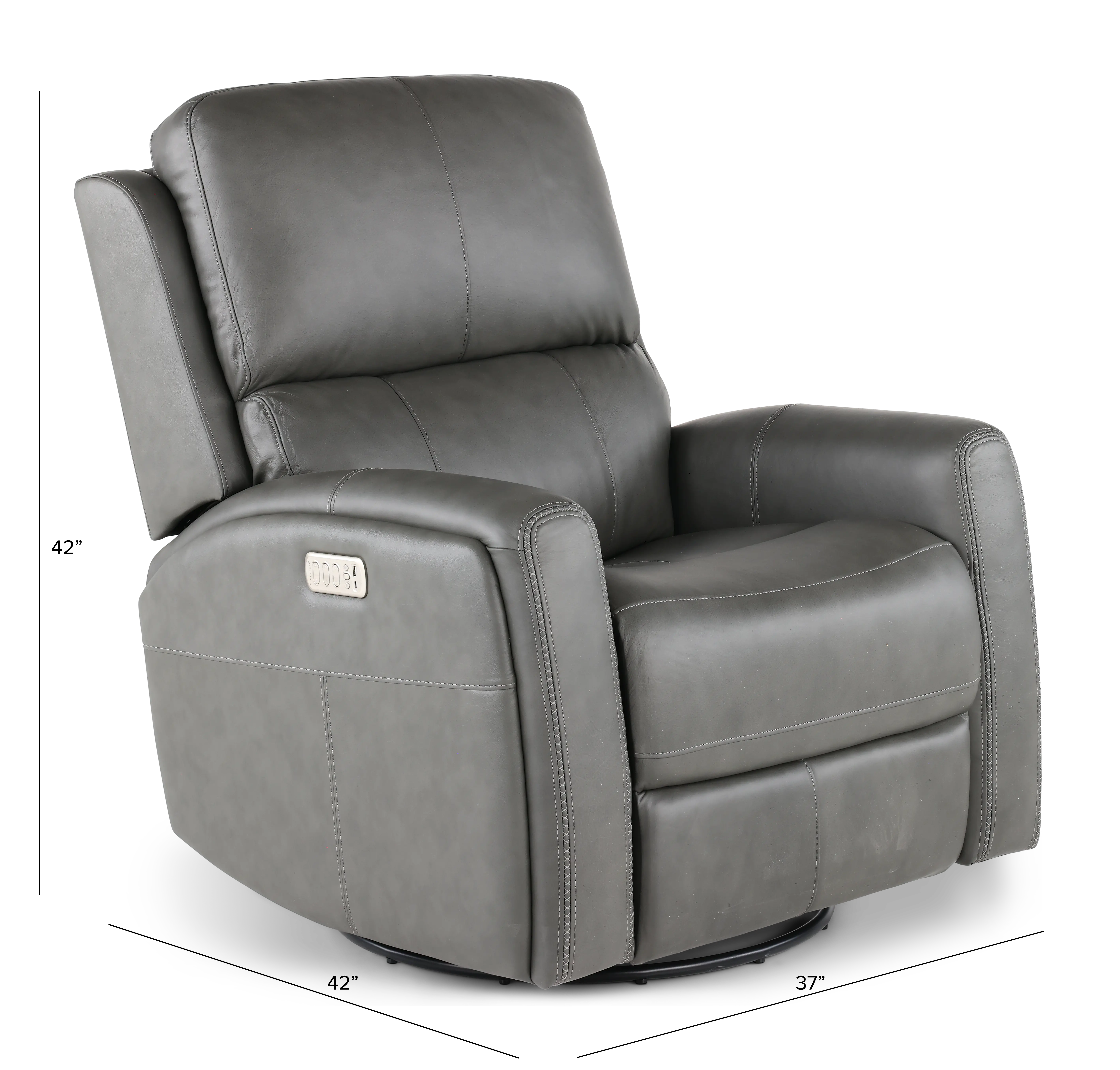Linden Charcoal Power Recliner with Heat and Massage-3
