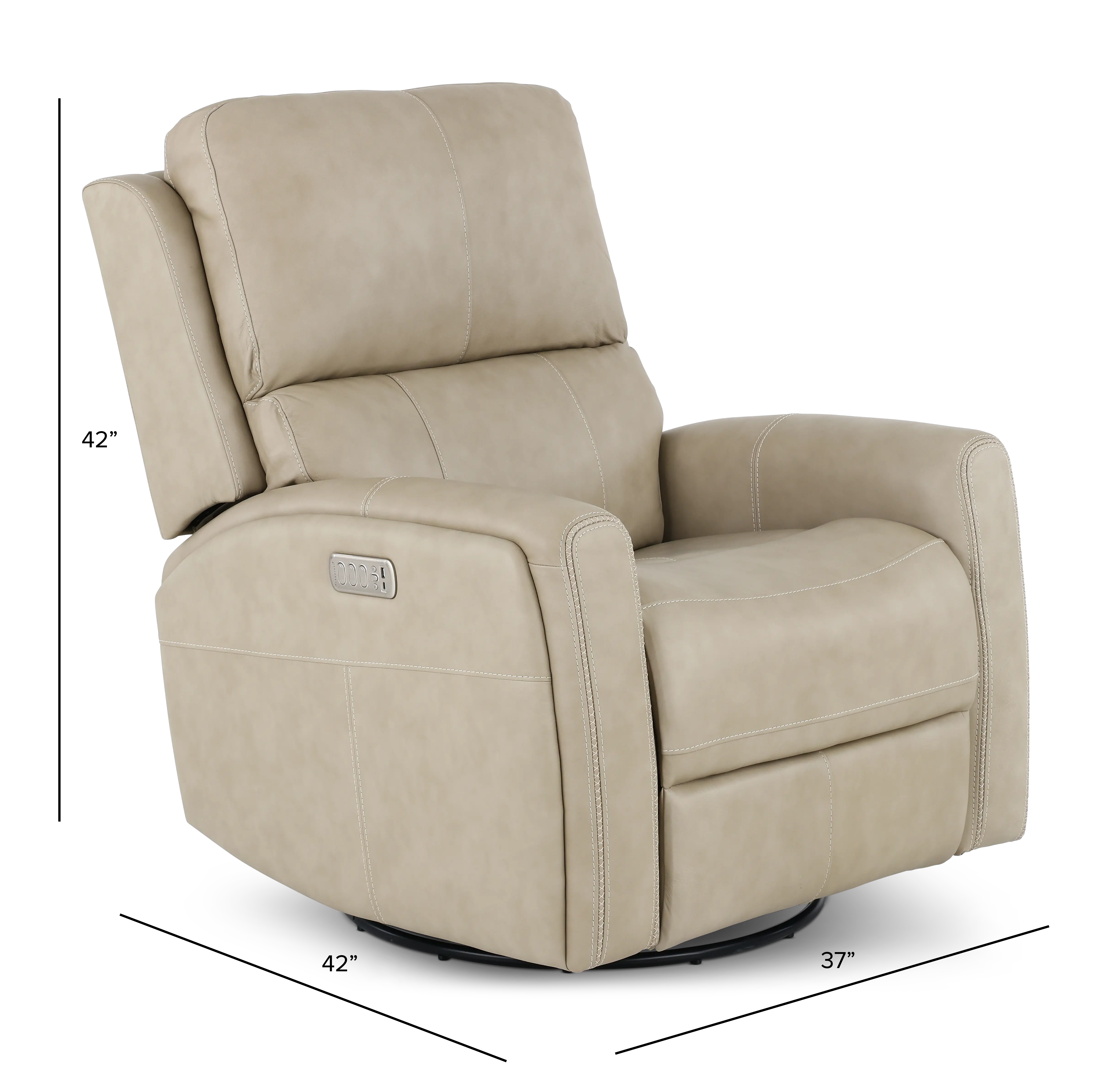 Linden Beige Power Recliner with Heat and Massage-3