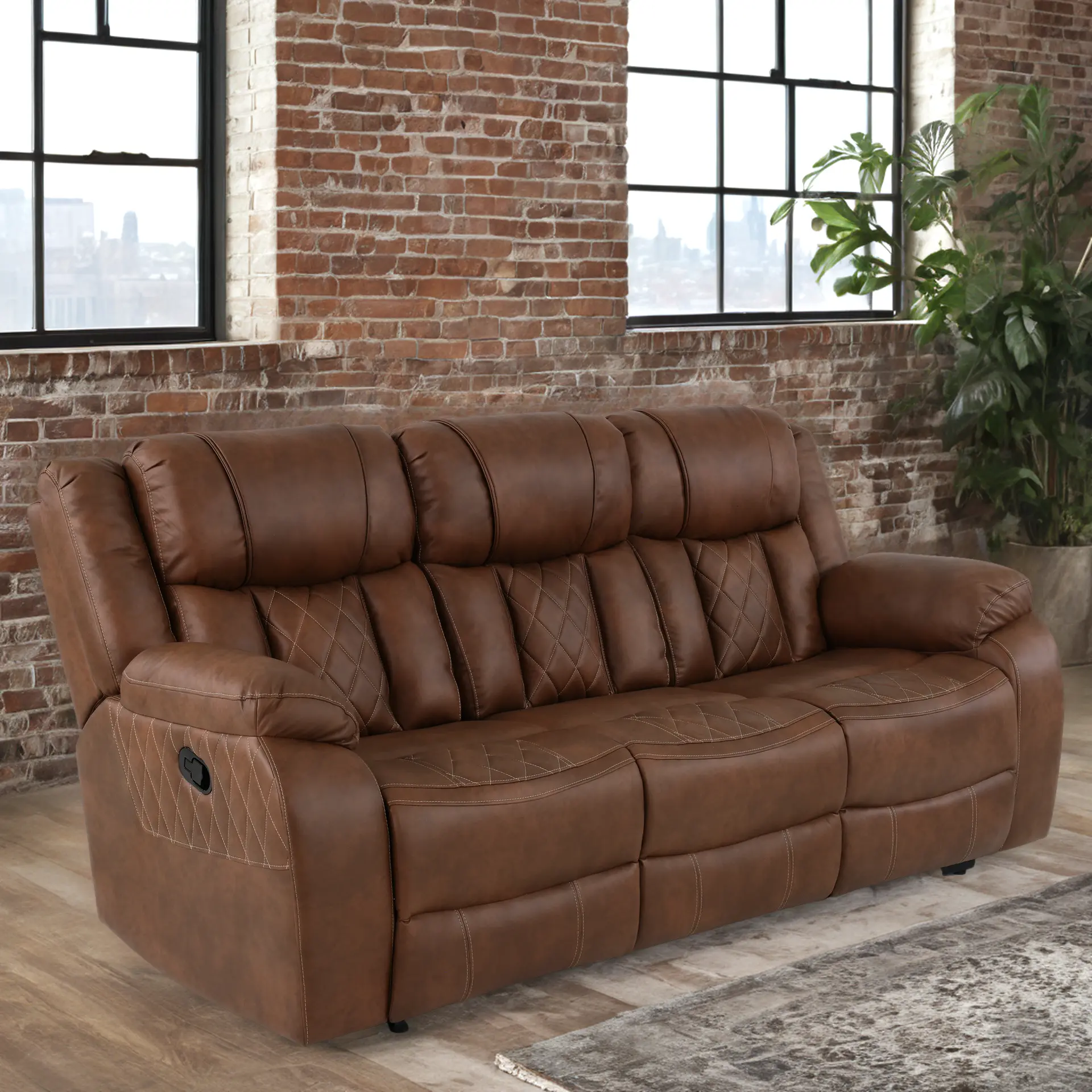 Lux Brown Reclining Sofa-2