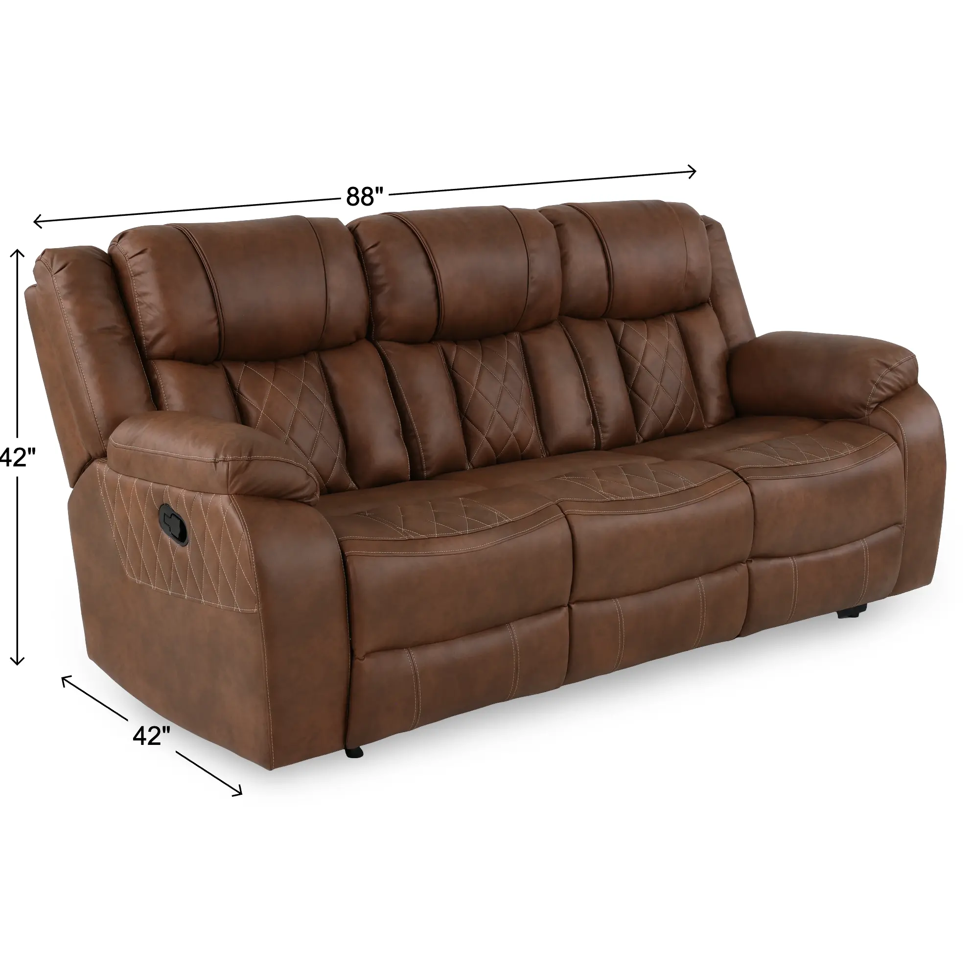 Lux Brown Reclining Sofa-3