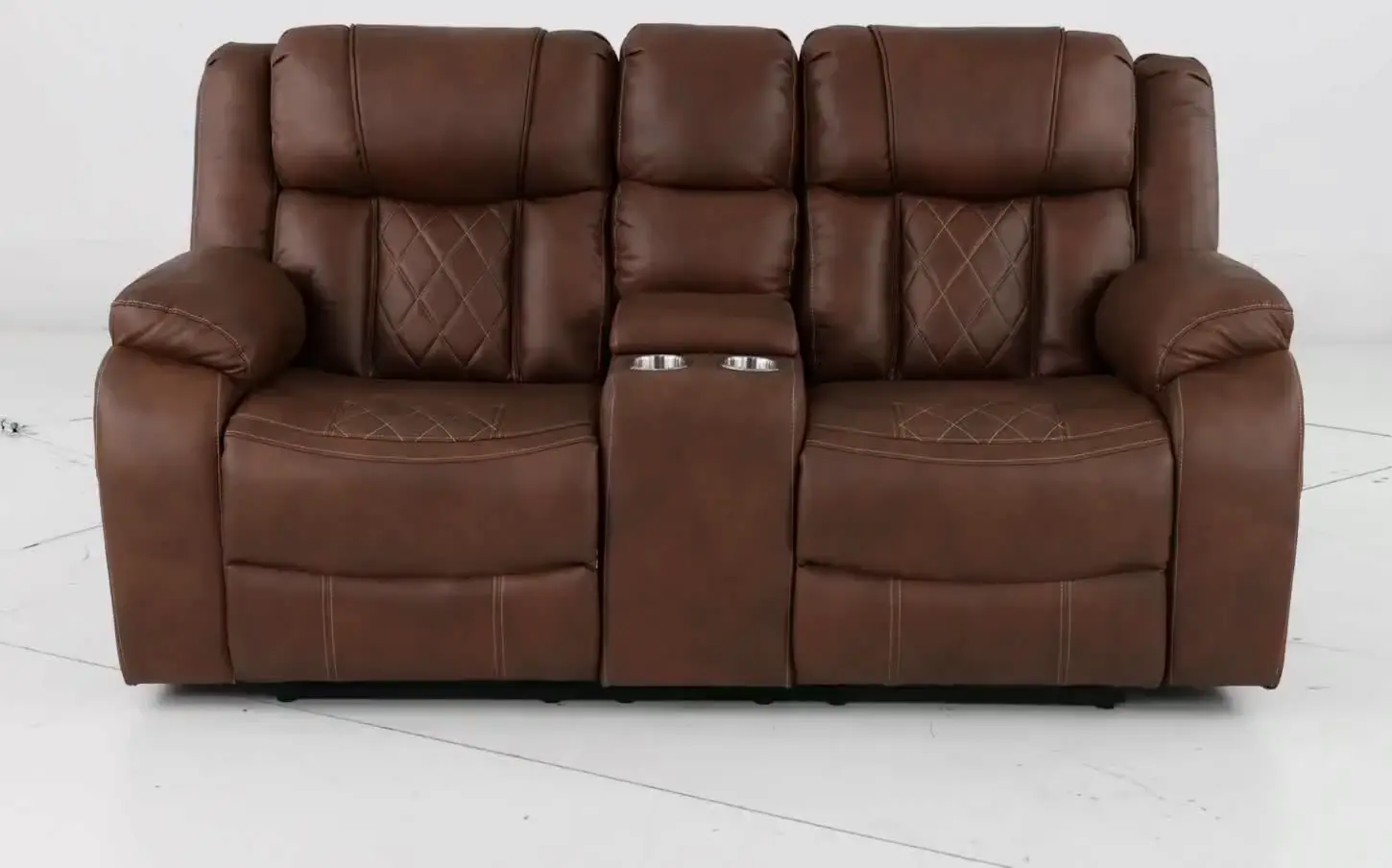 Lux Brown Reclining Loveseat with Console-10