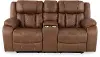 Lux Brown Reclining Loveseat with Console