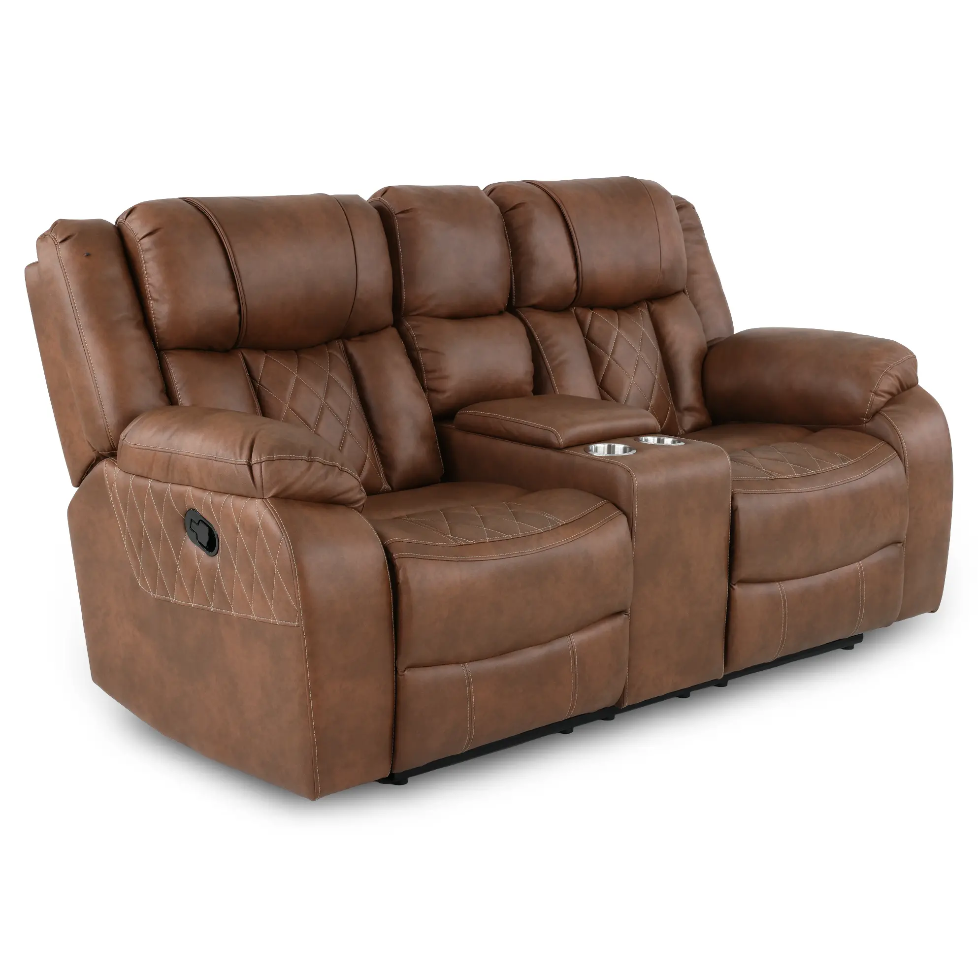 Lux Brown Reclining Loveseat with Console-4