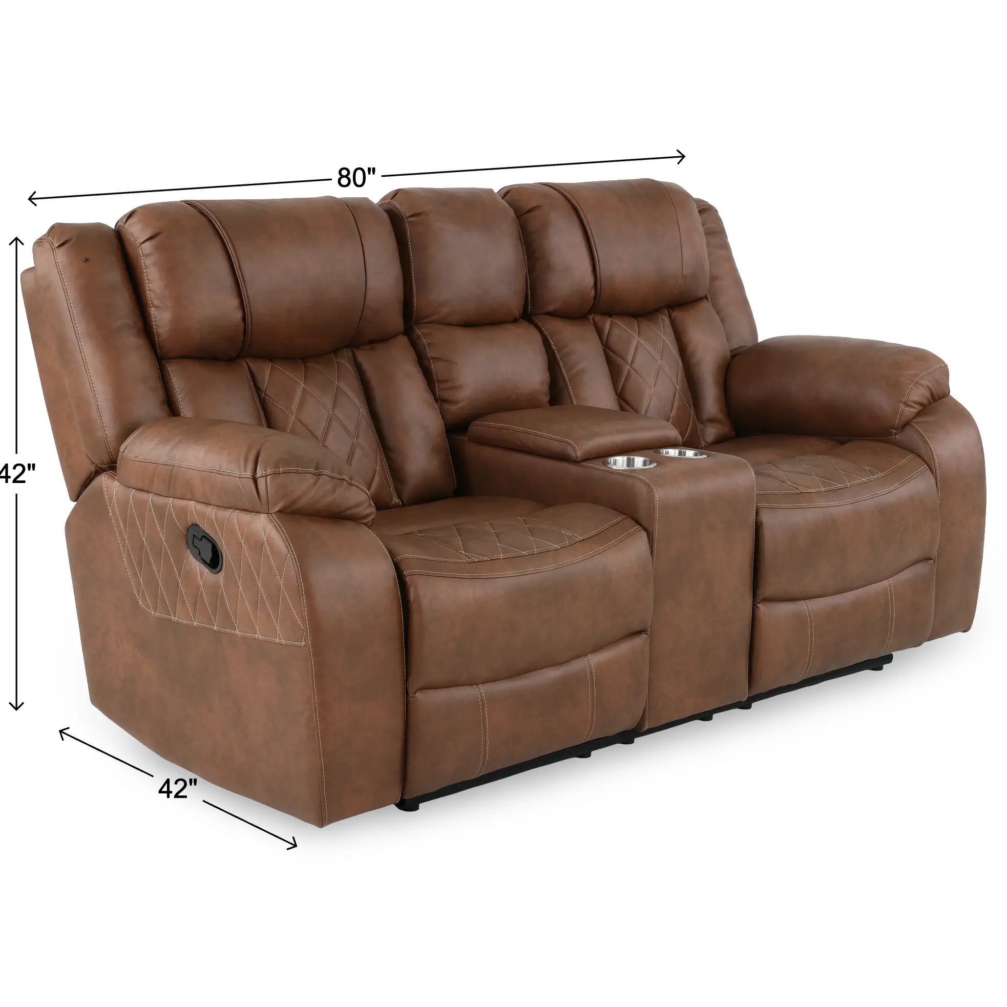 Lux Brown Reclining Loveseat with Console-3
