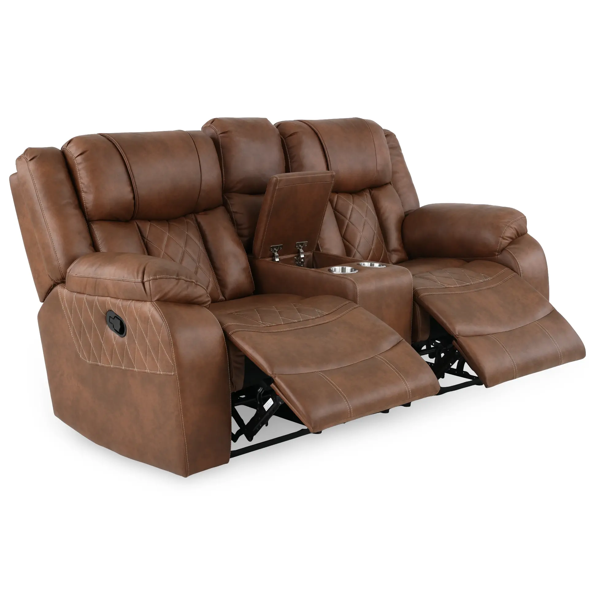 Lux Brown Reclining Loveseat with Console-5