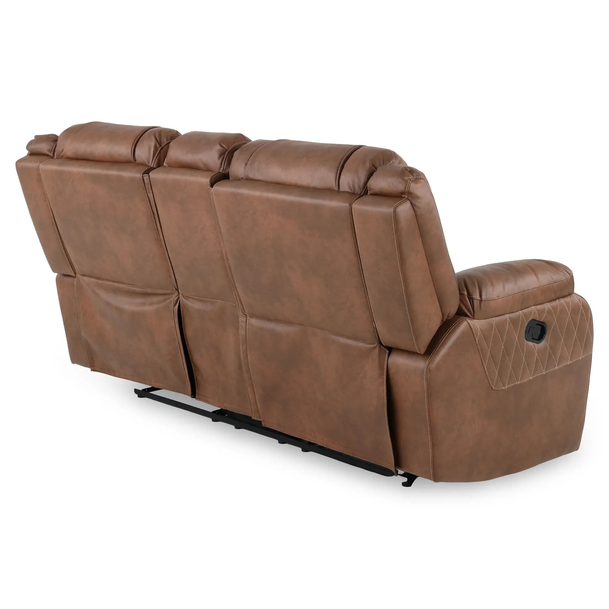 Lux Brown Reclining Loveseat with Console-6