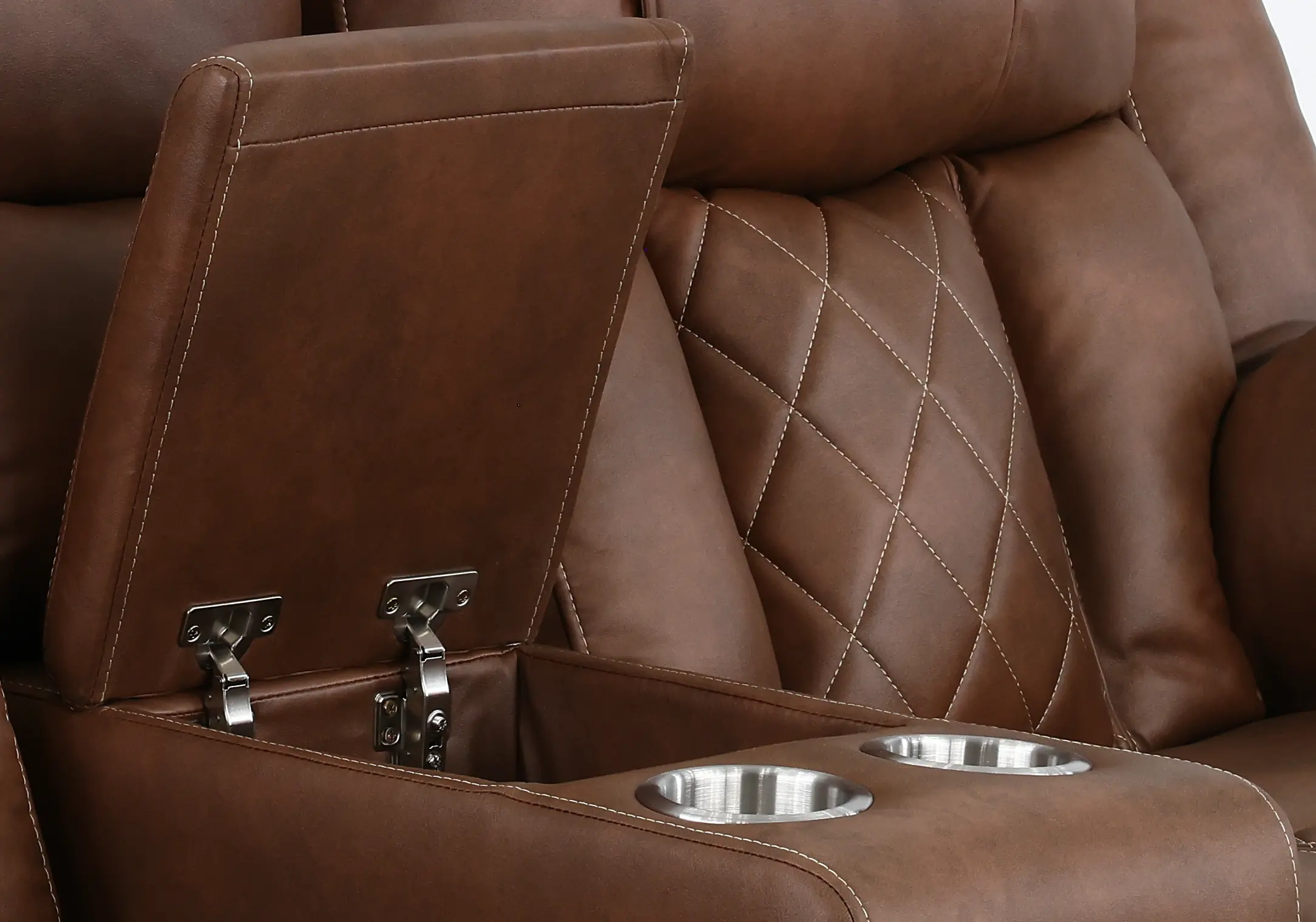 Lux Brown Reclining Loveseat with Console-7