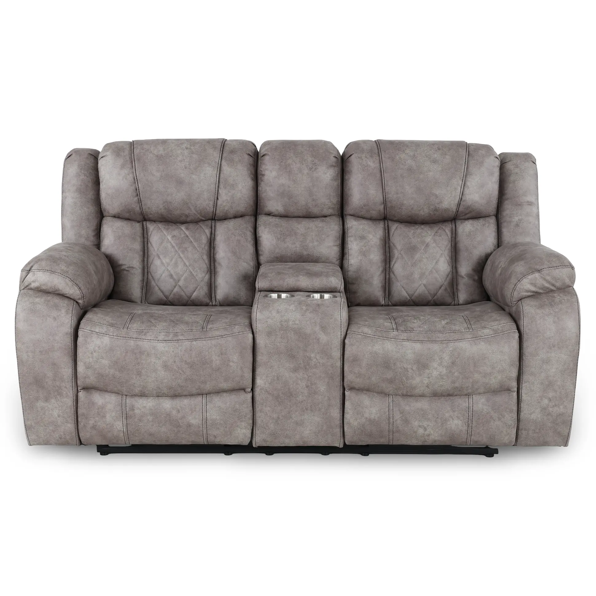 Lux Gray Reclining Loveseat with Console-1