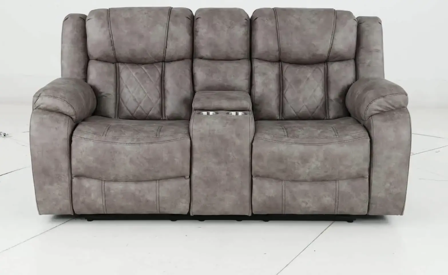 Lux Gray Reclining Loveseat with Console-10
