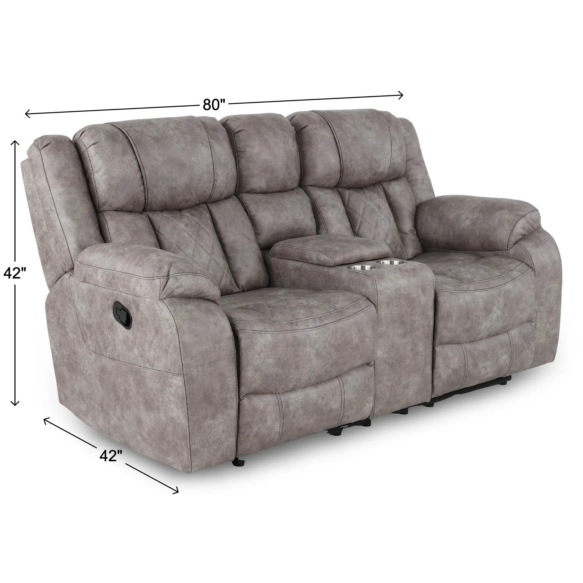 Lux Gray Reclining Loveseat with Console-3