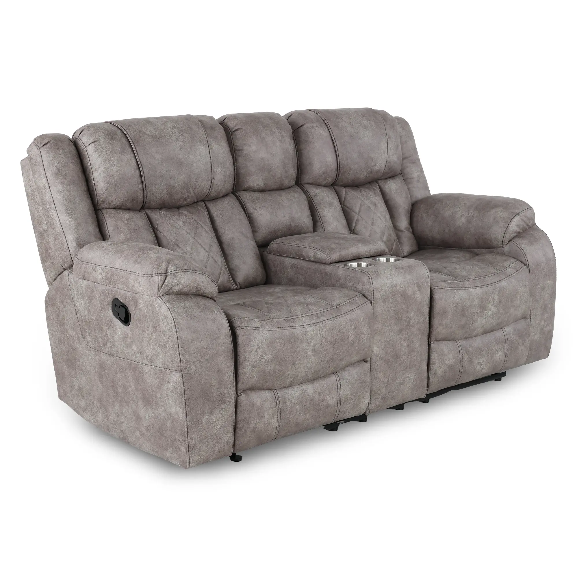 Lux Gray Reclining Loveseat with Console-4