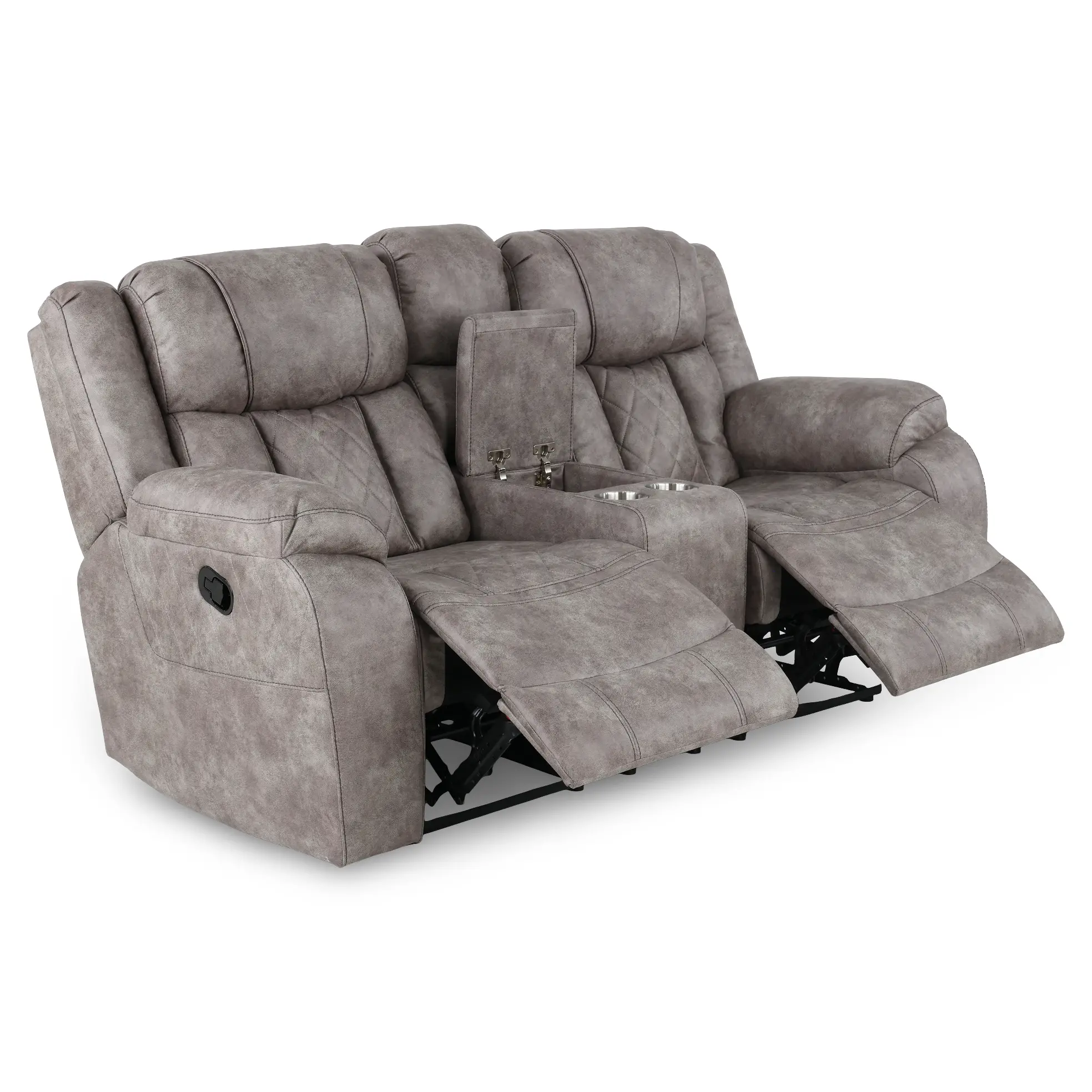 Lux Gray Reclining Loveseat with Console-5