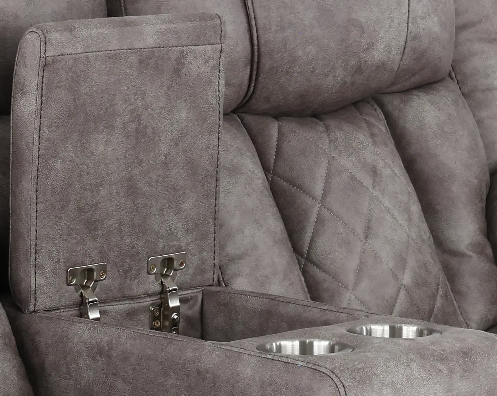 Lux Gray Reclining Loveseat with Console-7