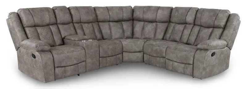 Lux Gray 3-Piece Reclining Sectional