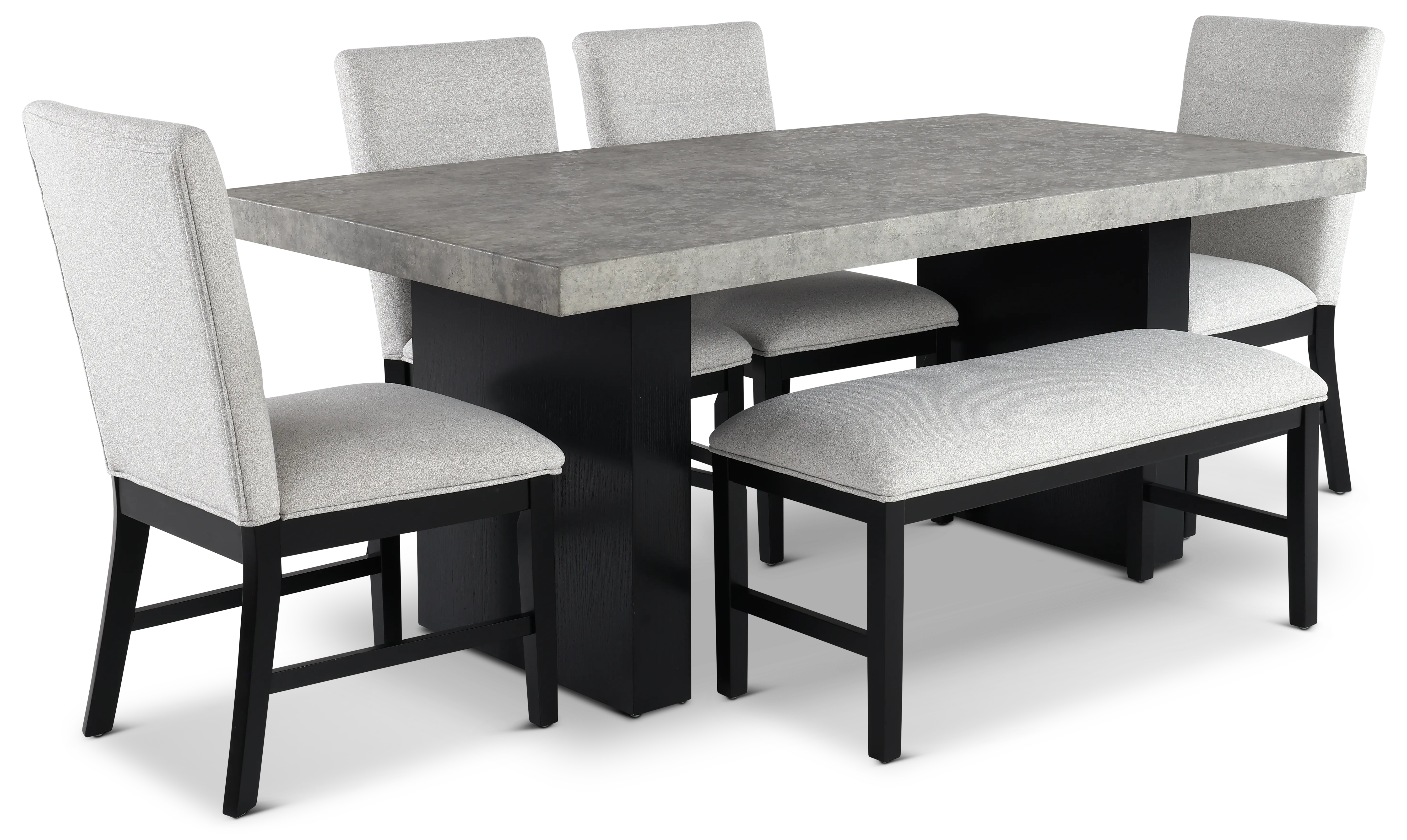 Sebastian Gray and Black 6-Piece Dining Set with Bench-1