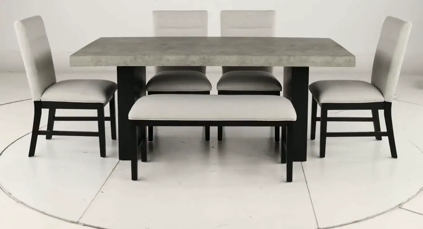 Sebastian Gray and Black 6-Piece Dining Set with Bench-10