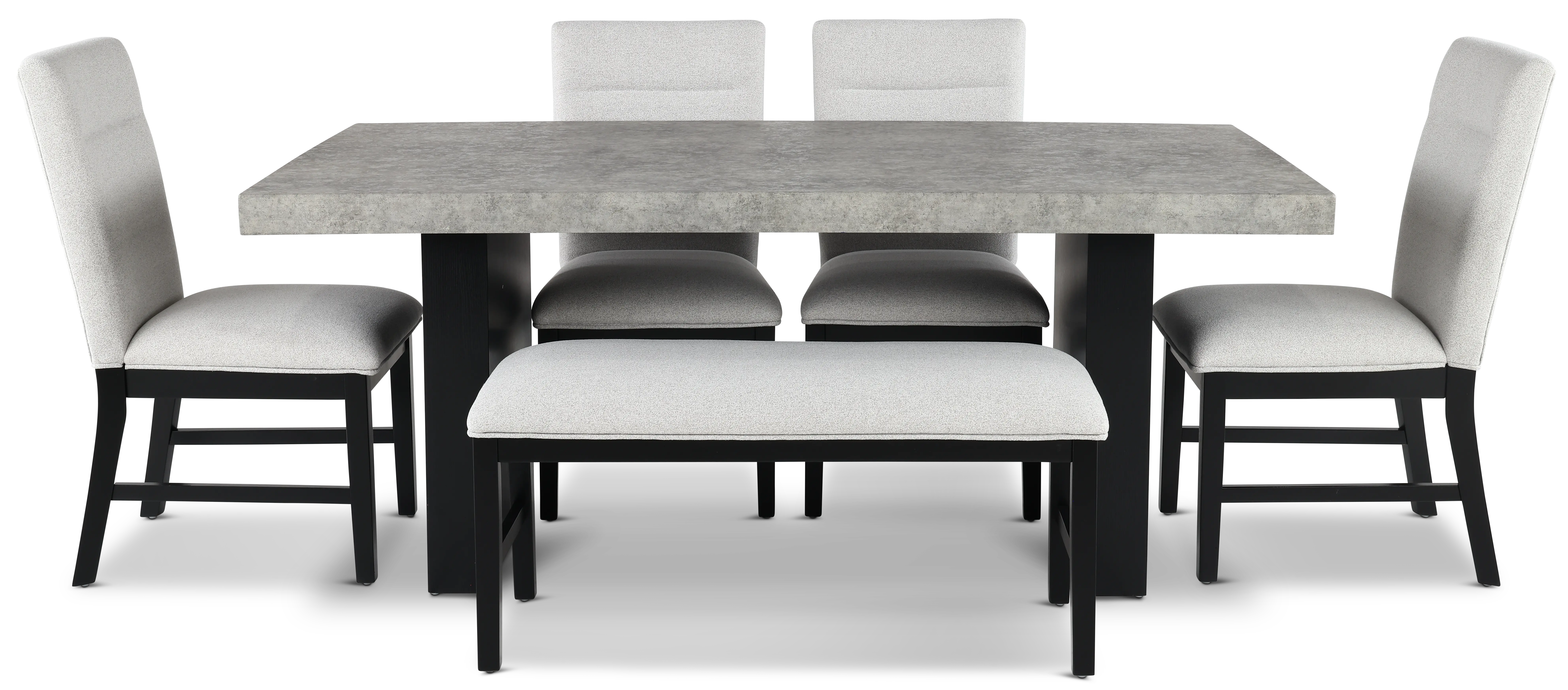 Sebastian Gray and Black 6-Piece Dining Set with Bench-4