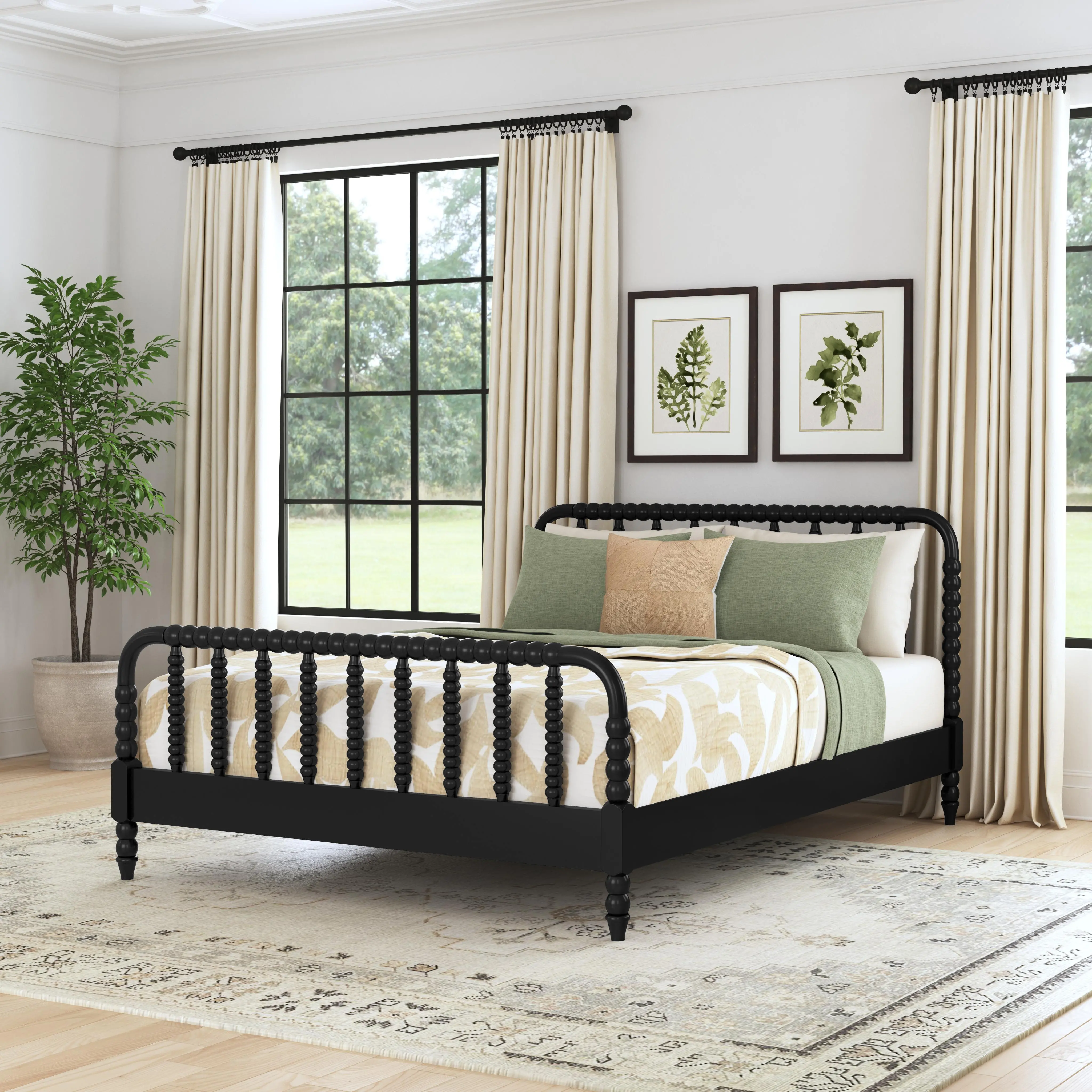 5901-500 Spindle Queen Black Bed-2