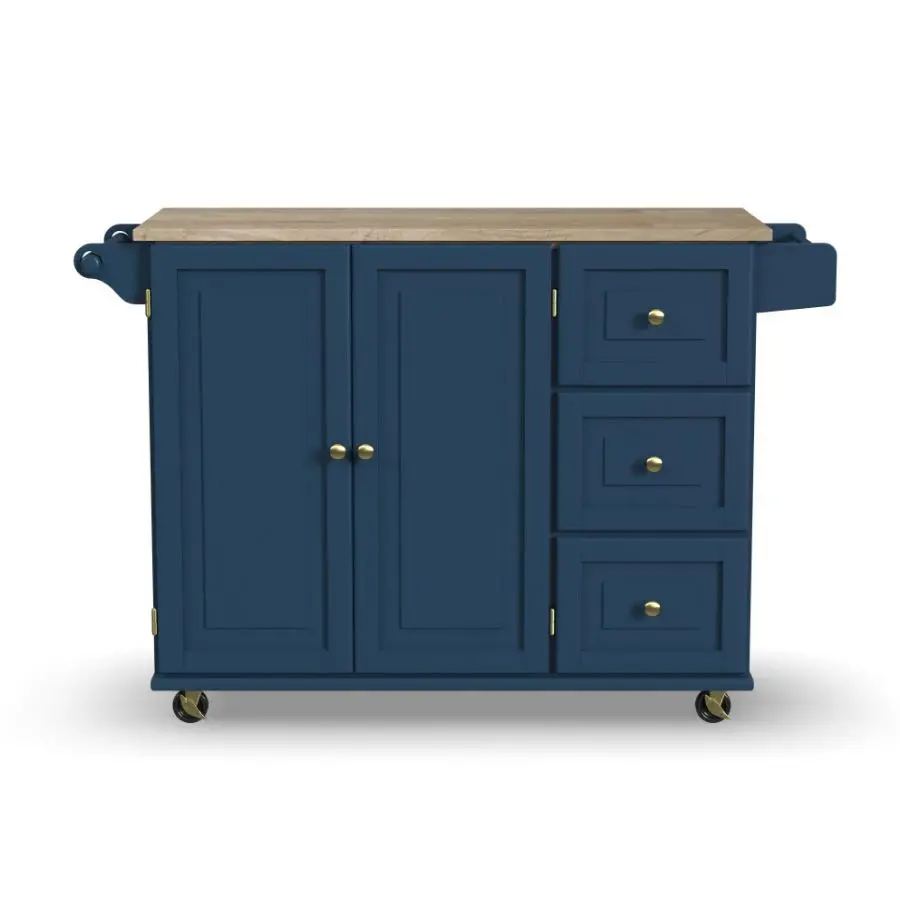 4504-95 Dolly Madison Blue Kitchen Cart with Brass Hardware-1