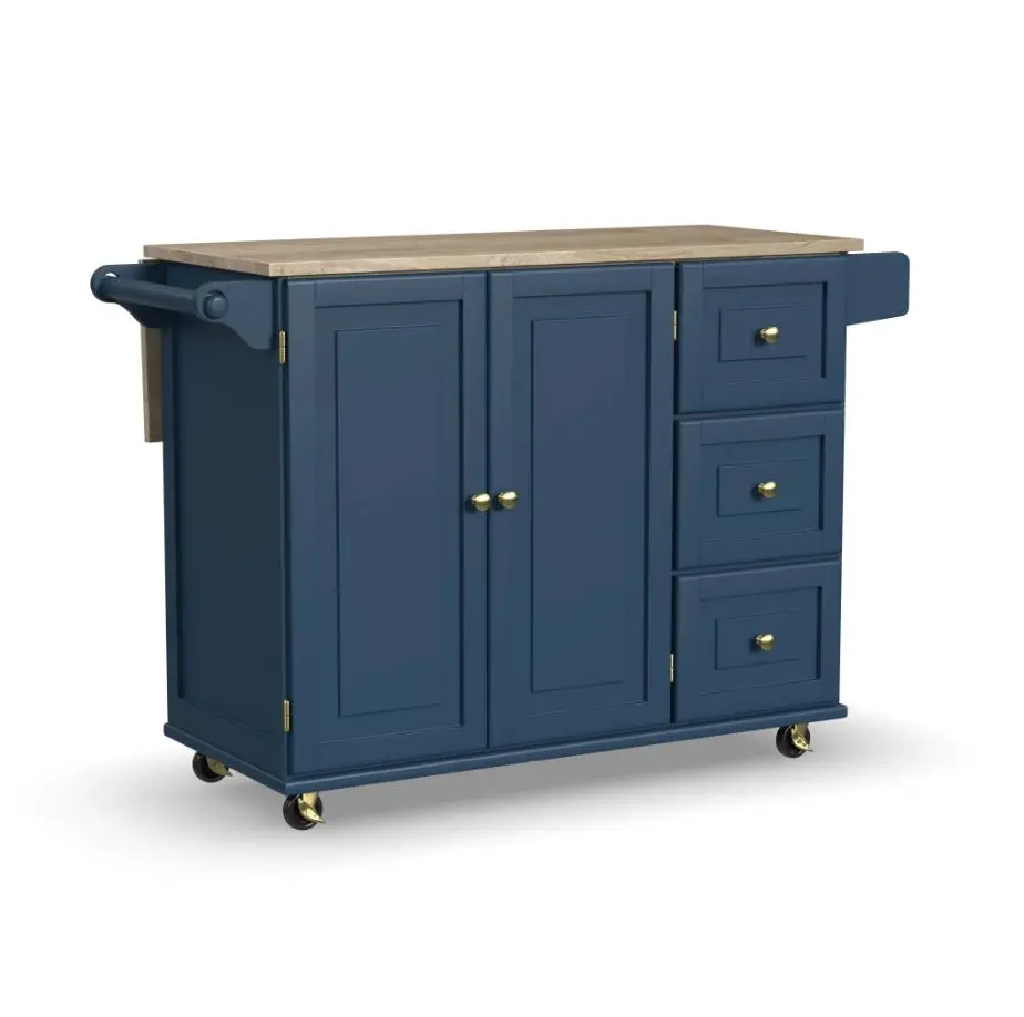 4504-95 Dolly Madison Blue Kitchen Cart with Brass Hardware-6