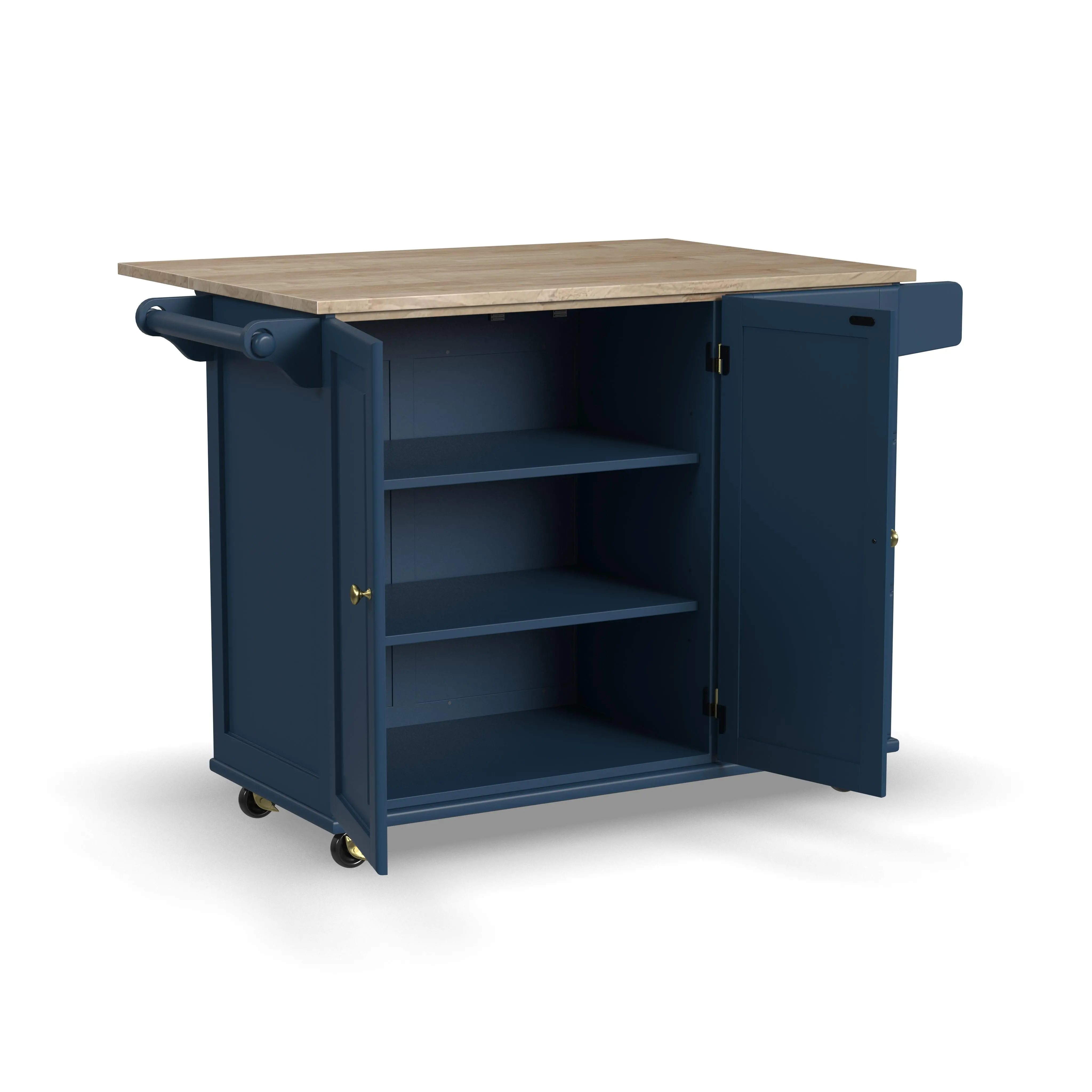 4504-95 Dolly Madison Blue Kitchen Cart with Brass Hardware-7