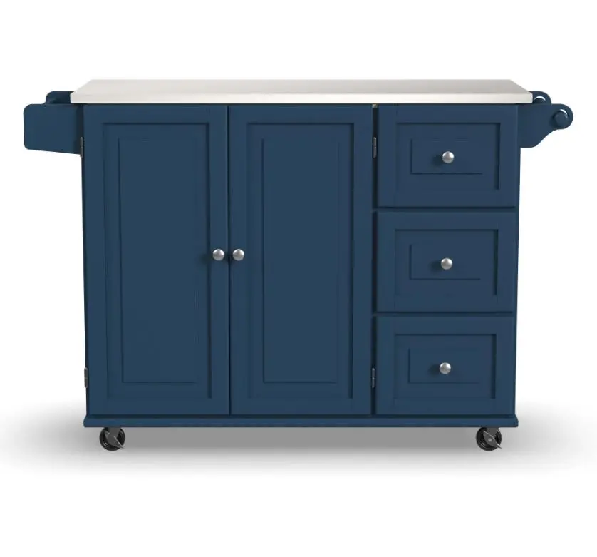 4505-95 Dolly Madison Blue Kitchen Cart with Nickel Hardware-1