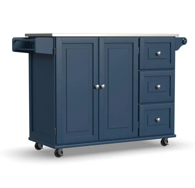 4505-95 Dolly Madison Blue Kitchen Cart with Nickel Hardware-5