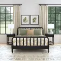 5901-5042 Spindle Queen Black Bed and Nightstands