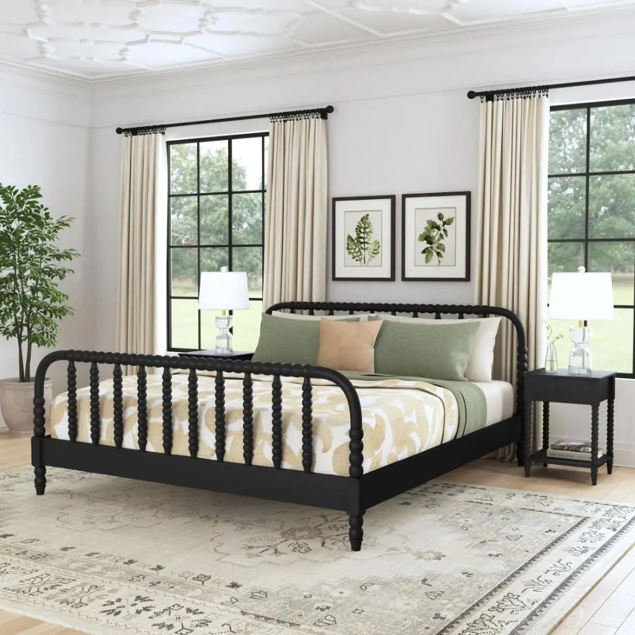 5901-6042 Spindle King Black Bed and Nightstands-2