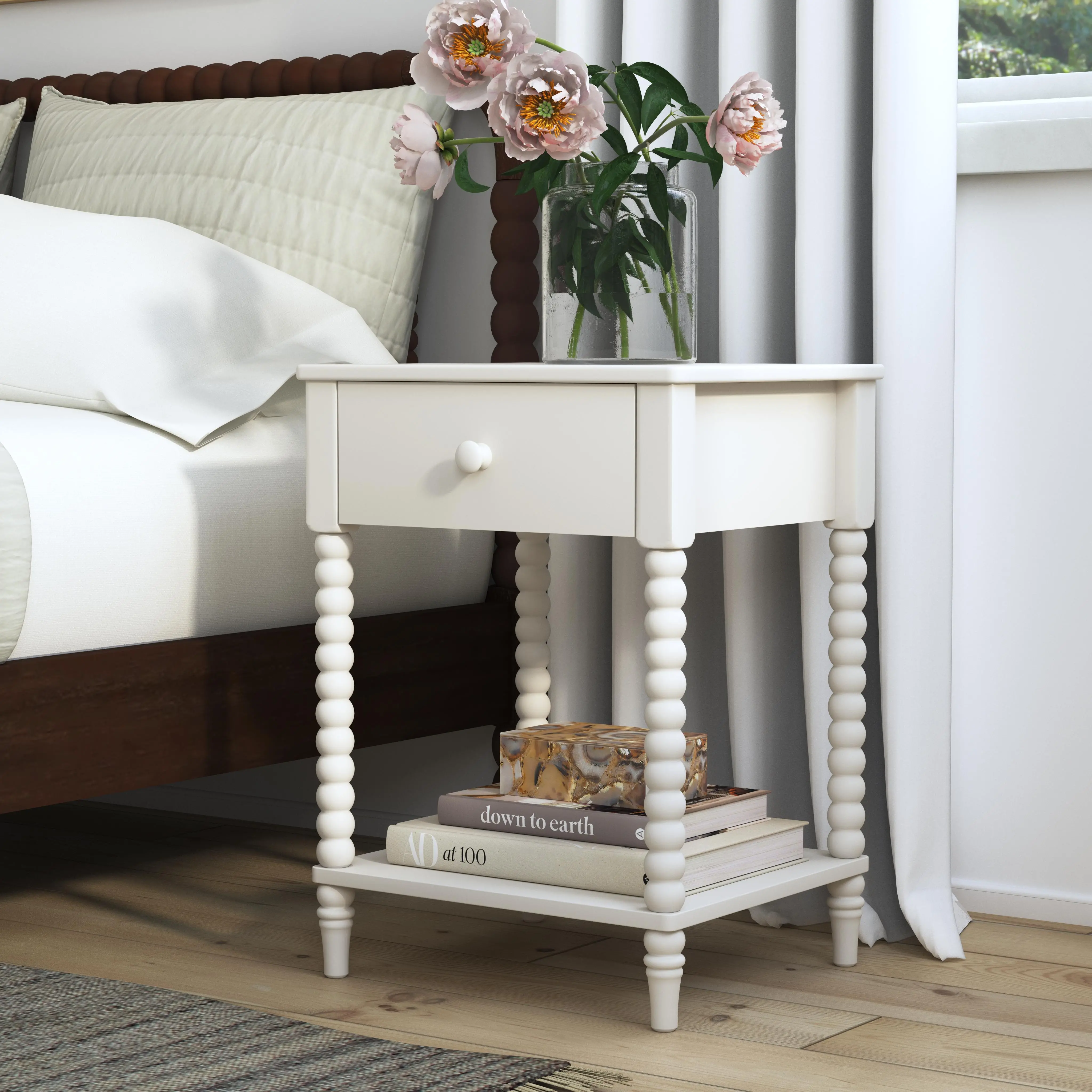 5903-42 Spindle White Nightstand-1