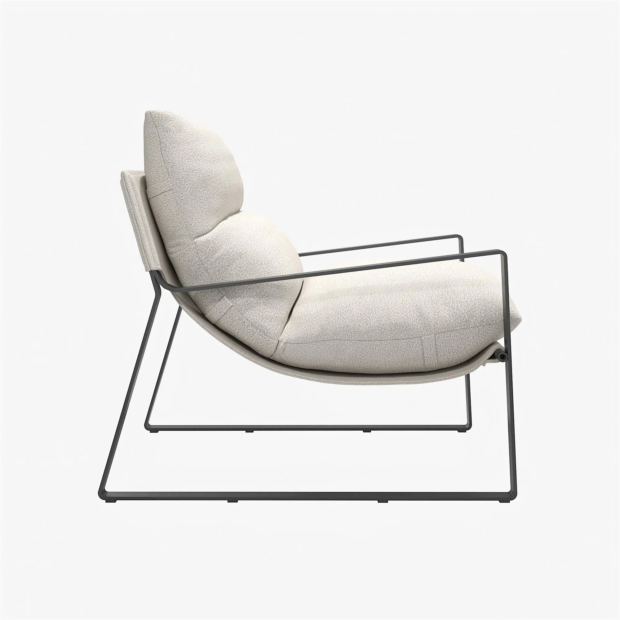 Gatsby Ivory Linen Upholstered Sling Accent Chair-4